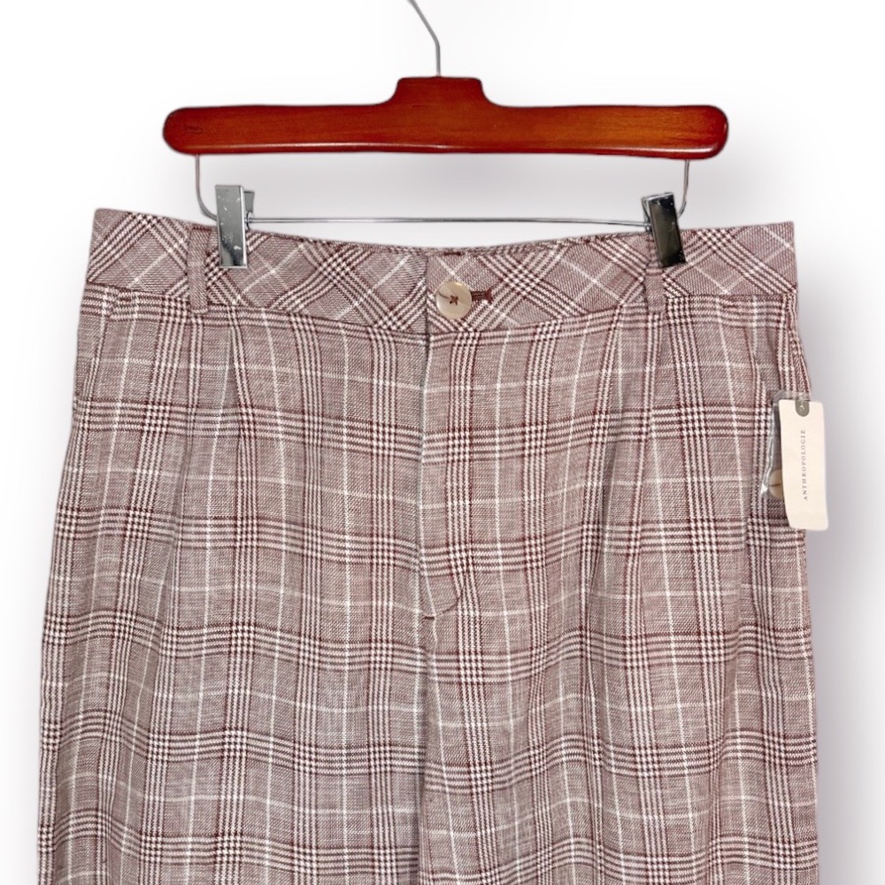 Anthropologie Maeve Pleated Plaid Trousers 14 NWT - Picture 6 of 11